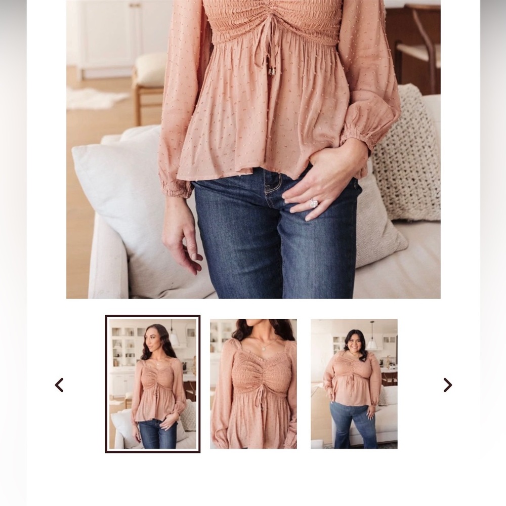 BNWOT Hailey & co long sleeve scrunch front blouse